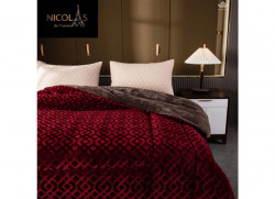 Chăn lông cừu Pháp Nicolas màu đỏ Cherry NCL2013#1