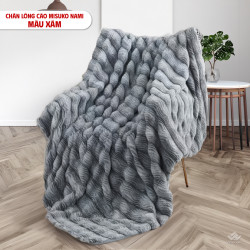 Chăn lông cáo nhân tạo Misuko Nami loang lượn sóng màu xám 200x220cm nặng 2,7kg#1