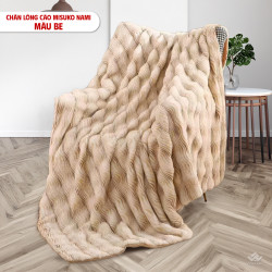 Chăn lông cáo nhân tạo Misuko Nami loang lượn sóng màu xám 200x220cm nặng 2,7kg