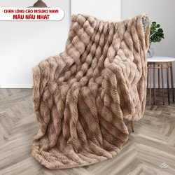 Chăn lông cáo nhân tạo Misuko Nami loang lượn sóng màu xám 200x220cm nặng 2,7kg#2
