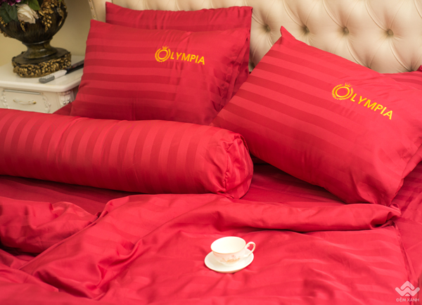Chăn ga gối khách sạn Olympia cotton lụa 7 món OCL7M01